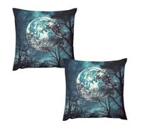 HETVBNS 2 Pack Throw Pillow Covers 18 "x18 Double-Sided Soft Plush Pillowcase Decorative Square Pillows Case Blue Moon Pillow Cover for Living Room, Bedroom, Sofa, Car