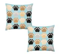 HETVBNS 2 Pack Throw Pillow Covers 18 "x18 Double-Sided Soft Plush Pillowcase Decorative Square Pillows Case Cat Pawprints Pillow Cover for Living Room, Bedroom, Sofa, Car