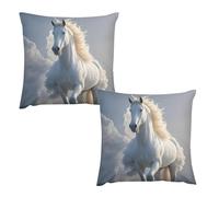 HETVBNS 2 Pack Throw Pillow Covers 18 "x18 Double-Sided Soft Plush Pillowcase Decorative Square Pillows Case The Galloping Horse is Galloping Pillow Cover for Living Room, Bedroom, Sofa, Car