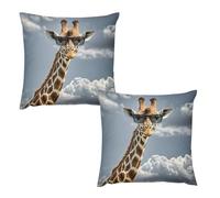 HETVBNS 2 Pack Throw Pillow Covers 18 "x18 Double-Sided Soft Plush Pillowcase Decorative Square Pillows Case Giraffe Wearing Sunglasses Pillow Cover for Living Room, Bedroom, Sofa, Car