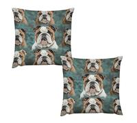 HETVBNS 2 Pack Throw Pillow Covers 18 "x18 Double-Sided Soft Plush Pillowcase Decorative Square Pillows Case Funny English Bulldog Pillow Cover for Living Room, Bedroom, Sofa, Car
