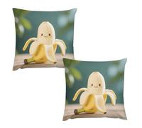 HETVBNS 2 Pack Throw Pillow Covers 18 "x18 Double-Sided Soft Plush Pillowcase Decorative Square Pillows Case Cute Banana Pillow Cover for Living Room, Bedroom, Sofa, Car