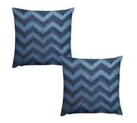 HETVBNS 2 Pack Throw Pillow Covers 18 "x18 Double-Sided Soft Plush Pillowcase Decorative Square Pillows Case Gradient Blue Denim Pillow Cover for Living Room, Bedroom, Sofa, Car