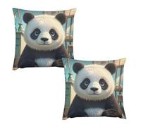 HETVBNS 2 Pack Throw Pillow Covers 18 "x18 Double-Sided Soft Plush Pillowcase Decorative Square Pillows Case Anime Panda Face Pillow Cover for Living Room, Bedroom, Sofa, Car