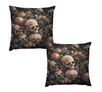 HETVBNS 2 Pack Throw Pillow Covers 18 "x18 Double-Sided Soft Plush Pillowcase Decorative Square Pillows Case Some Skull Shapes Pillow Cover for Living Room, Bedroom, Sofa, Car