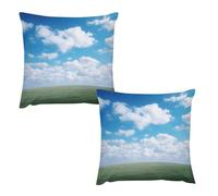 HETVBNS 2 Pack Throw Pillow Covers 18 "x18 Double-Sided Soft Plush Pillowcase Decorative Square Pillows Case White Clouds Sky Pillow Cover for Living Room, Bedroom, Sofa, Car