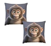 HETVBNS 2 Pack Throw Pillow Covers 18 "x18 Double-Sided Soft Plush Pillowcase Decorative Square Pillows Case Cartoon Brown Monkey Pillow Cover for Living Room, Bedroom, Sofa, Car