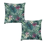HETVBNS 2 Pack Throw Pillow Covers 18 "x18 Double-Sided Soft Plush Pillowcase Decorative Square Pillows Case Tropical Leaves Pillow Cover for Living Room, Bedroom, Sofa, Car