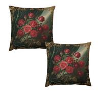 HETVBNS 2 Pack Throw Pillow Covers 18 "x18 Double-Sided Soft Plush Pillowcase Decorative Square Pillows Case Red Roses Pillow Cover for Living Room, Bedroom, Sofa, Car