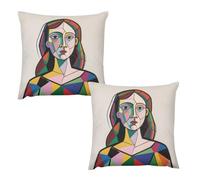 HETVBNS 2 Pack Throw Pillow Covers 20 "x20 Double-Sided Soft Plush Pillowcase Decorative Square Pillows Case Pensive Woman Pillow Cover for Living Room, Bedroom, Sofa, Car