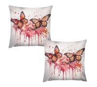HETVBNS 2 Pack Throw Pillow Covers 20 "x20 Double-Sided Soft Plush Pillowcase Decorative Square Pillows Case Butterfly Drip Spray Watercolor Pillow Cover for Living Room, Bedroom, Sofa, Car
