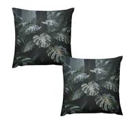 HETVBNS 2 Pack Throw Pillow Covers 20 "x20 Double-Sided Soft Plush Pillowcase Decorative Square Pillows Case Grey Gold Plant Leaves Pillow Cover for Living Room, Bedroom, Sofa, Car