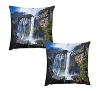 HETVBNS 2 Pack Throw Pillow Covers 20 "x20 Double-Sided Soft Plush Pillowcase Decorative Square Pillows Case Beautiful Waterfall Pillow Cover for Living Room, Bedroom, Sofa, Car