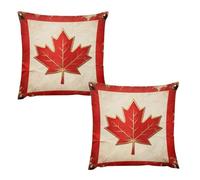 HETVBNS 2 Pack Throw Pillow Covers 20 "x20 Double-Sided Soft Plush Pillowcase Decorative Square Pillows Case Vintage Canada Flag Pillow Cover for Living Room, Bedroom, Sofa, Car