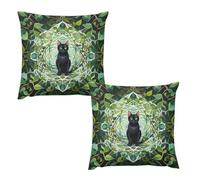 HETVBNS 2 Pack Throw Pillow Covers 20 "x20 Double-Sided Soft Plush Pillowcase Decorative Square Pillows Case Black Cat Pillow Cover for Living Room, Bedroom, Sofa, Car