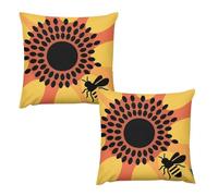 HETVBNS 2 Pack Throw Pillow Covers 20 "x20 Double-Sided Soft Plush Pillowcase Decorative Square Pillows Case Bees and Sunflowers Pillow Cover for Living Room, Bedroom, Sofa, Car