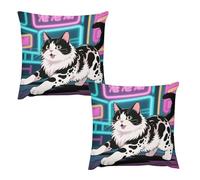 HETVBNS 2 Pack Throw Pillow Covers 20 "x20 Double-Sided Soft Plush Pillowcase Decorative Square Pillows Case Domestic Cat Pillow Cover for Living Room, Bedroom, Sofa, Car