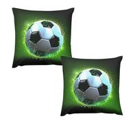 HETVBNS 2 Pack Throw Pillow Covers 20 "x20 Double-Sided Soft Plush Pillowcase Decorative Square Pillows Case Cool Soccer Ball Pillow Cover for Living Room, Bedroom, Sofa, Car