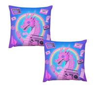 HETVBNS 2 Pack Throw Pillow Covers 20 "x20 Double-Sided Soft Plush Pillowcase Decorative Square Pillows Case Cute Dragon Print Pillow Cover for Living Room, Bedroom, Sofa, Car