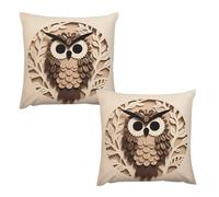 HETVBNS 2 Pack Throw Pillow Covers 20 "x20 Double-Sided Soft Plush Pillowcase Decorative Square Pillows Case Coffee Bean Owl Print Pillow Cover for Living Room, Bedroom, Sofa, Car