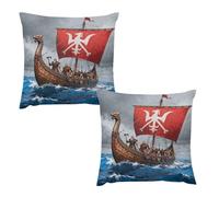 HETVBNS 2 Pack Throw Pillow Covers 20 "x20 Double-Sided Soft Plush Pillowcase Decorative Square Pillows Case Warships at Sea Pillow Cover for Living Room, Bedroom, Sofa, Car