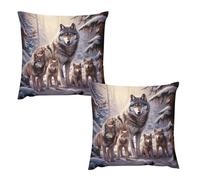 HETVBNS 2 Pack Throw Pillow Covers 20 "x20 Double-Sided Soft Plush Pillowcase Decorative Square Pillows Case Wolves Family Pillow Cover for Living Room, Bedroom, Sofa, Car