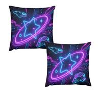 HETVBNS 2 Pack Throw Pillow Covers 20 "x20 Double-Sided Soft Plush Pillowcase Decorative Square Pillows Case Galaxy Space Pillow Cover for Living Room, Bedroom, Sofa, Car