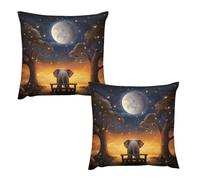 HETVBNS 2 Pack Throw Pillow Covers 20 "x20 Double-Sided Soft Plush Pillowcase Decorative Square Pillows Case Animal Elephant Owl Tree Moon Star Pillow Cover for Living Room, Bedroom, Sofa, Car