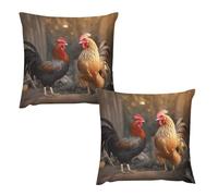 HETVBNS 2 Pack Throw Pillow Covers 20 "x20 Double-Sided Soft Plush Pillowcase Decorative Square Pillows Case Rooster and Chicken Pillow Cover for Living Room, Bedroom, Sofa, Car