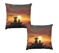 HETVBNS 2 Pack Throw Pillow Covers 20 "x20 Double-Sided Soft Plush Pillowcase Decorative Square Pillows Case Elephant and Dog Watch The Sunset Pillow Cover for Living Room, Bedroom, Sofa, Car