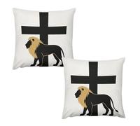 HETVBNS 2 Pack Throw Pillow Covers 20 "x20 Double-Sided Soft Plush Pillowcase Decorative Square Pillows Case African Leo Lion King with Cross Pillow Cover for Living Room, Bedroom, Sofa, Car