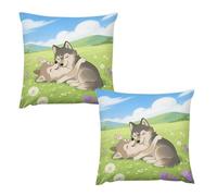 HETVBNS 2 Pack Throw Pillow Covers 22 "x22 Double-Sided Soft Plush Pillowcase Decorative Square Pillows Case Two Wolf Hug Pillow Cover for Living Room, Bedroom, Sofa, Car