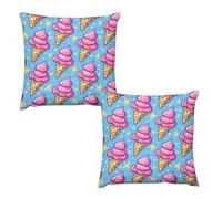 HETVBNS 2 Pack Throw Pillow Covers 22 "x22 Double-Sided Soft Plush Pillowcase Decorative Square Pillows Case Ice Cream Cone Pattern Pillow Cover for Living Room, Bedroom, Sofa, Car