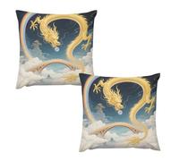 HETVBNS 2 Pack Throw Pillow Covers 22 "x22 Double-Sided Soft Plush Pillowcase Decorative Square Pillows Case Dragon Rainbow Bridge Pillow Cover for Living Room, Bedroom, Sofa, Car