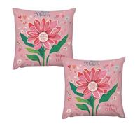 HETVBNS 2 Pack Throw Pillow Covers 22 "x22 Double-Sided Soft Plush Pillowcase Decorative Square Pillows Case Happy Mother Day Pillow Cover for Living Room, Bedroom, Sofa, Car