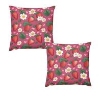 HETVBNS 2 Pack Throw Pillow Covers 22 "x22 Double-Sided Soft Plush Pillowcase Decorative Square Pillows Case Pink Strawberry Pillow Cover for Living Room, Bedroom, Sofa, Car