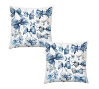 HETVBNS 2 Pack Throw Pillow Covers 22 "x22 Double-Sided Soft Plush Pillowcase Decorative Square Pillows Case A Set of Blue Bows Pillow Cover for Living Room, Bedroom, Sofa, Car
