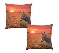 HETVBNS 2 Pack Throw Pillow Covers 22 "x22 Double-Sided Soft Plush Pillowcase Decorative Square Pillows Case Donkey & Butterflie Pillow Cover for Living Room, Bedroom, Sofa, Car