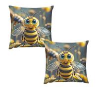 HETVBNS 2 Pack Throw Pillow Covers 22 "x22 Double-Sided Soft Plush Pillowcase Decorative Square Pillows Case Bee Pillow Cover for Living Room, Bedroom, Sofa, Car