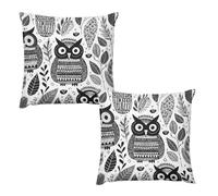 HETVBNS 2 Pack Throw Pillow Covers 22 "x22 Double-Sided Soft Plush Pillowcase Decorative Square Pillows Case Black and White Owl Pillow Cover for Living Room, Bedroom, Sofa, Car