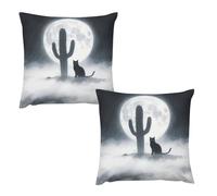 HETVBNS 2 Pack Throw Pillow Covers 22 "x22 Double-Sided Soft Plush Pillowcase Decorative Square Pillows Case Cat Cactus Pillow Cover for Living Room, Bedroom, Sofa, Car