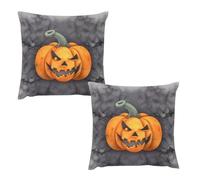 HETVBNS 2 Pack Throw Pillow Covers 22 "x22 Double-Sided Soft Plush Pillowcase Decorative Square Pillows Case Halloween Pumpkin Pillow Cover for Living Room, Bedroom, Sofa, Car