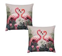 HETVBNS 2 Pack Throw Pillow Covers 22 "x22 Double-Sided Soft Plush Pillowcase Decorative Square Pillows Case Flamingo Birds on Background Pillow Cover for Living Room, Bedroom, Sofa, Car