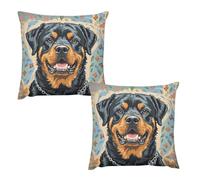 HETVBNS 2 Pack Throw Pillow Covers 22 "x22 Double-Sided Soft Plush Pillowcase Decorative Square Pillows Case Cool Rottweiler Dog Art Pillow Cover for Living Room, Bedroom, Sofa, Car