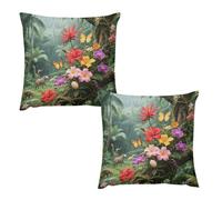 HETVBNS 2 Pack Throw Pillow Covers 22 "x22 Double-Sided Soft Plush Pillowcase Decorative Square Pillows Case Vibrant Color Flower Blossom Pillow Cover for Living Room, Bedroom, Sofa, Car