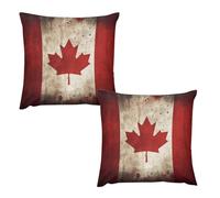 HETVBNS 2 Pack Throw Pillow Covers 22 "x22 Double-Sided Soft Plush Pillowcase Decorative Square Pillows Case Retro Canada Flag Pillow Cover for Living Room, Bedroom, Sofa, Car