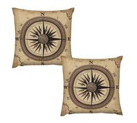 HETVBNS 2 Pack Throw Pillow Covers 22 "x22 Double-Sided Soft Plush Pillowcase Decorative Square Pillows Case Compass Wind Road Map Pillow Cover for Living Room, Bedroom, Sofa, Car