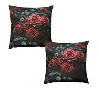 HETVBNS 2 Pack Throw Pillow Covers 22 "x22 Double-Sided Soft Plush Pillowcase Decorative Square Pillows Case Red and Black Rose Pillow Cover for Living Room, Bedroom, Sofa, Car