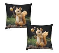 HETVBNS 2 Pack Throw Pillow Covers 22 "x22 Double-Sided Soft Plush Pillowcase Decorative Square Pillows Case Resin Squirrel Pillow Cover for Living Room, Bedroom, Sofa, Car