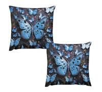 HETVBNS 2 Pack Throw Pillow Covers 22 "x22 Double-Sided Soft Plush Pillowcase Decorative Square Pillows Case Blue Butterfly Pillow Cover for Living Room, Bedroom, Sofa, Car